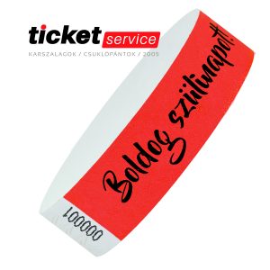 születésnap piros tyvek karszalag